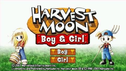 Harvest Moon Boy & Girl title screen for PSP
